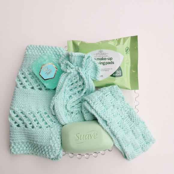 Headband Spa Essential Handmade Cotton Knit Mint Green - Picture 10 of 11